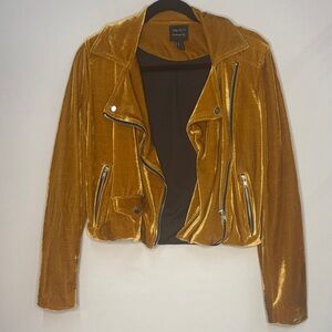 Forever 21 Mustard Gold Velvet Moto Jacket